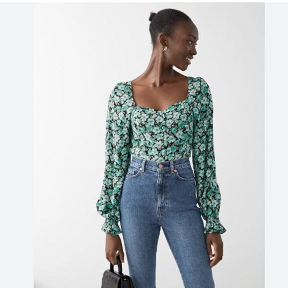 & Other Stories Ruffled Cuff Button Up Top S - Picture 2 of 4